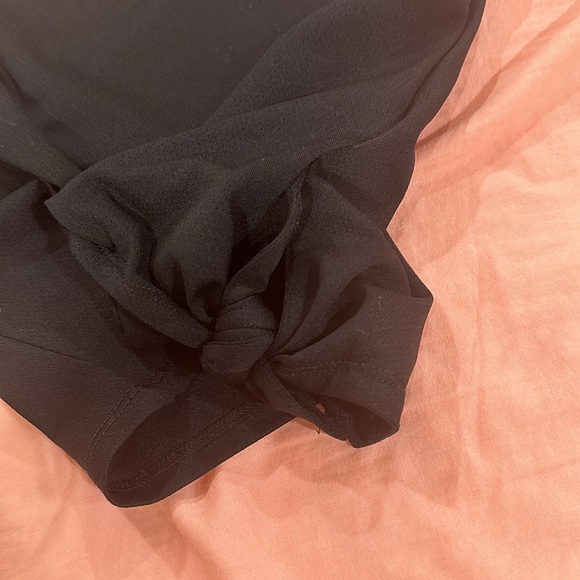 Bombshell Sportswear White Logo Mesh Jersey Side Tie Crop Top Tee Shirt Black - Picture 8 of 12